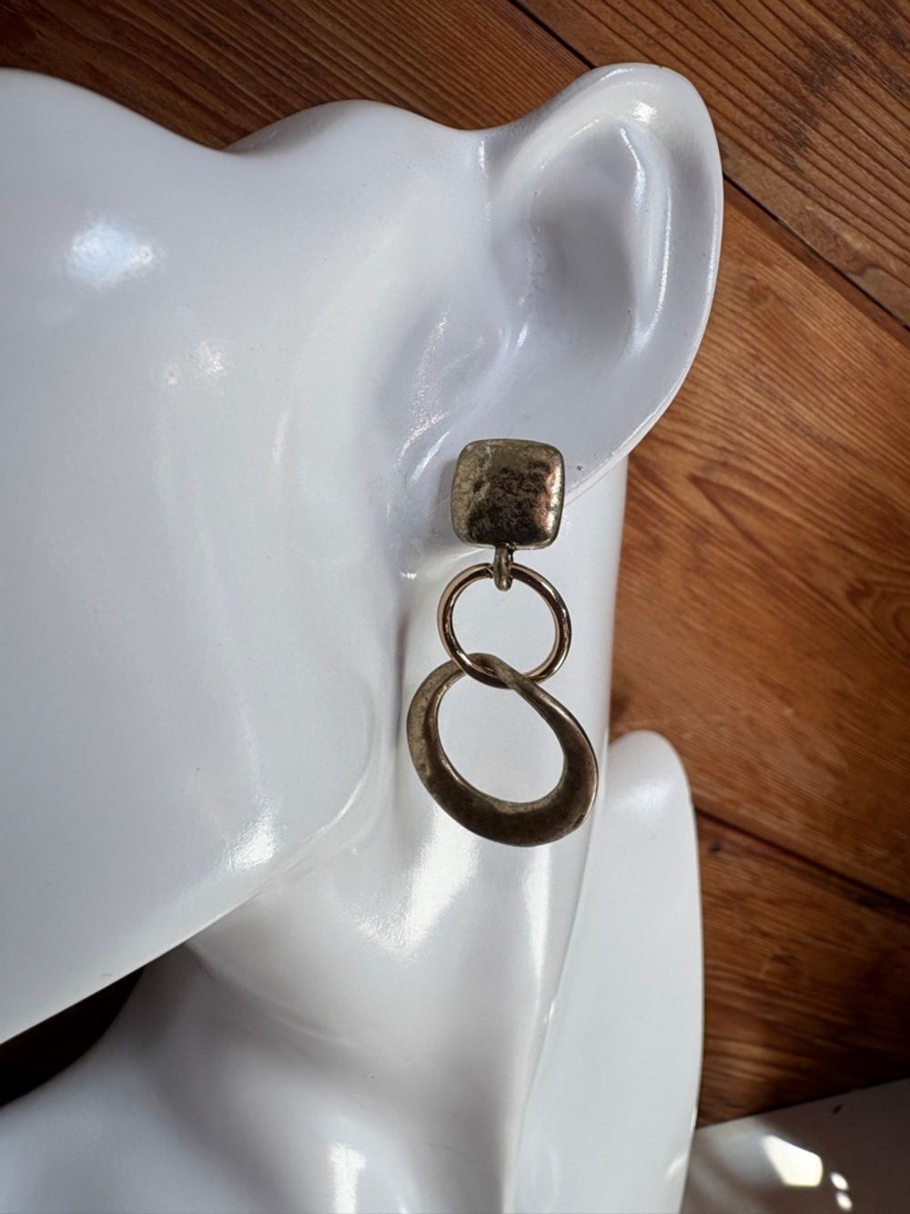 Gold Double Hoop Dangle Earrings 1.5”